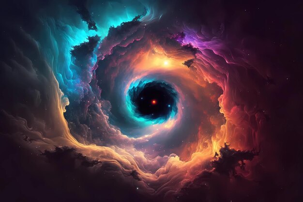Nebula space with colorful dust and dark hole Generative ai design