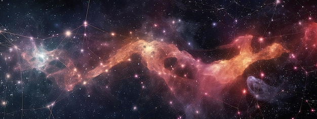 A nebula with stars and dust in the background