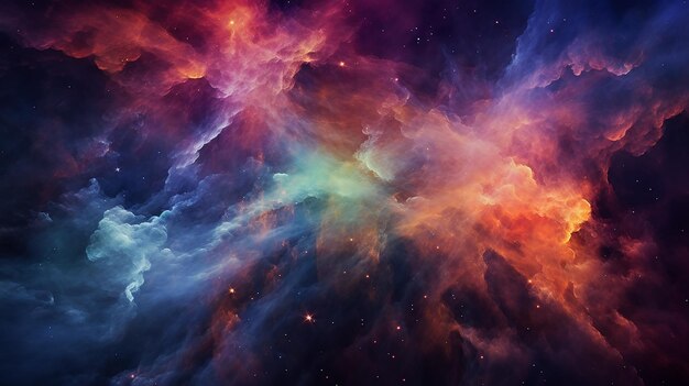 Nebula with stars planets and other celestial bodies vibrant and colorful