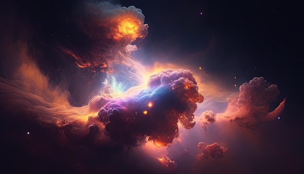 Nebulae gas and dust digital art illustration Generative AI