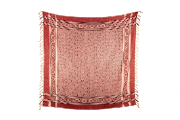 Neckerchief with ornament and fringe on a white background