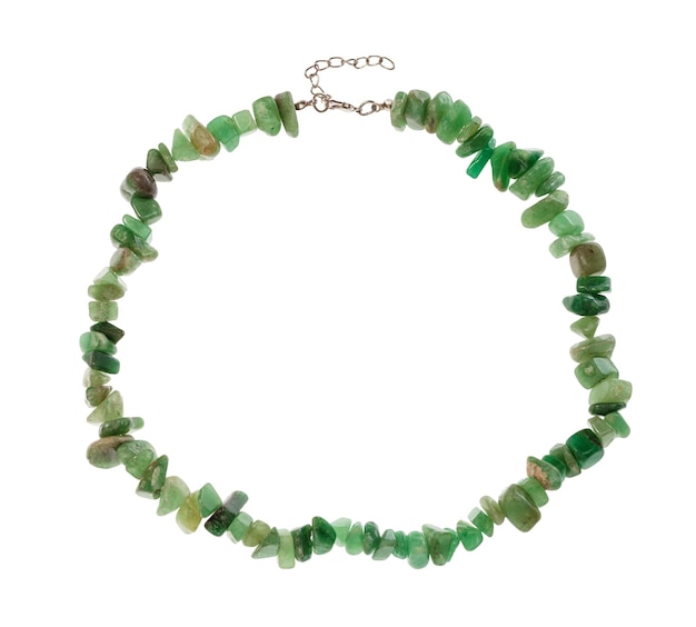 Necklace from tumbled green aventurine gemstone