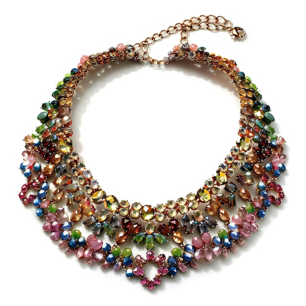 necklace isolated on white background jewelry made of precious stones
