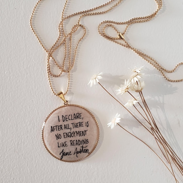 necklace pendant with jane austen quote i declare after all there is no enjoyment like reading 667988 139