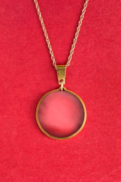 Necklace on red background