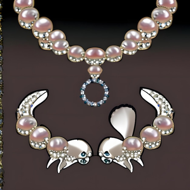 Foto una collana con perle fatte di perle e diamanti e
