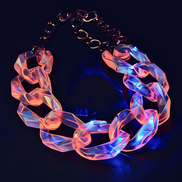 Photo a necklace with a bright orange and blue light around it