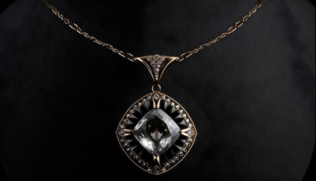 A necklace with a diamond and a black diamond