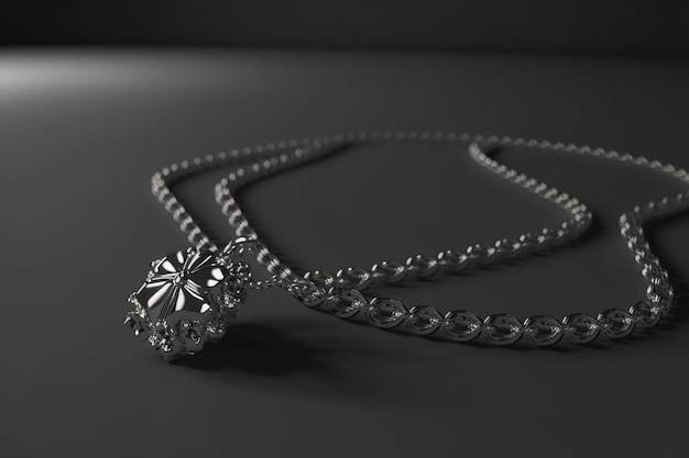 A necklace with a diamond pendant on it