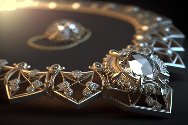 A necklace with diamonds and a diamond necklace