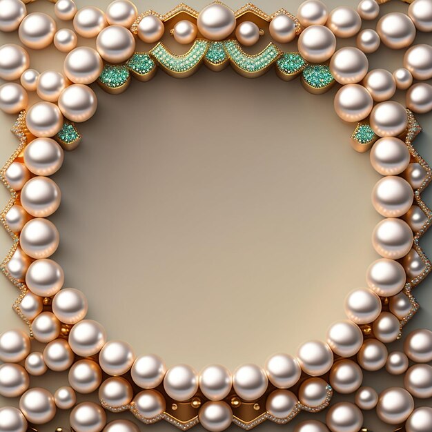 Photo a necklace with pearls and turquoise on it is shown.