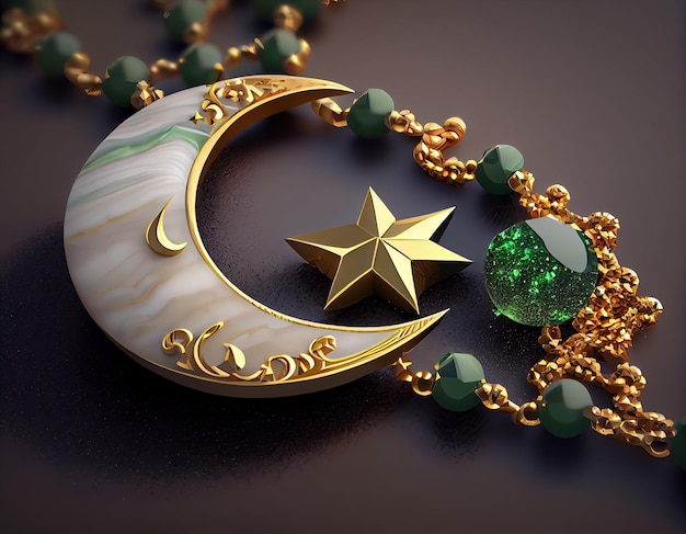 A necklace with a star and a gold star on it ai generated