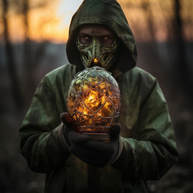 necromancer with his magical stone