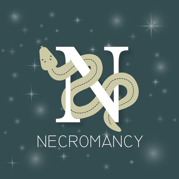Photo necromancy symbol with snake and letter n