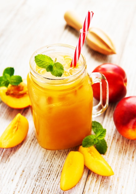 Nectarine juice with fresh fruits