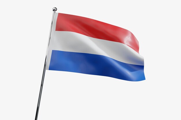 Nederland zwaaiende stoffen vlag geïsoleerd op een witte achtergrond 3D illustratie