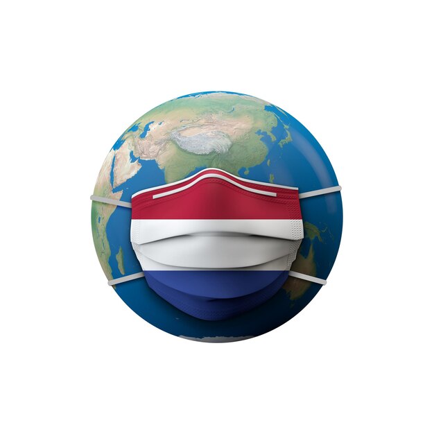 Nederlandse vlag beschermend medisch masker d rendering