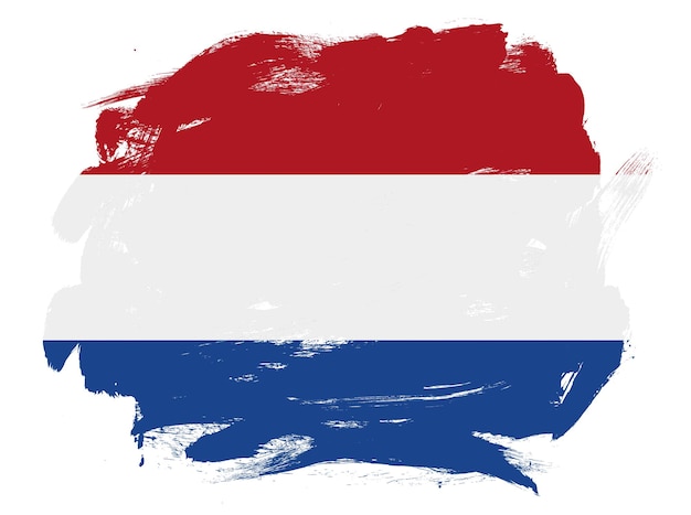 Nederlandse vlag op abstracte geschilderde witte slagpenseelachtergrond