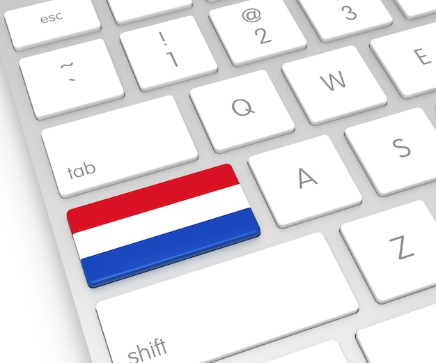 Foto nederlandse vlag op computersleutel. 3d-rendering