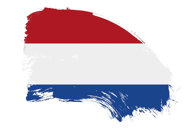 Nederlandse vlag op witte achtergrond met abstract verfborsteltextuureffect