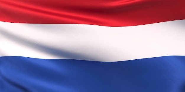 Nederlandse vlag Vlag close-up Nationale staat symbool stof is zijde Amsterdam Holland 3d illustratie