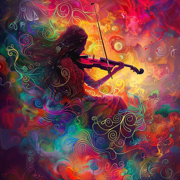 異なる言語の音楽を表す画像が必要です活発でエレガントなカラースキームを使用してください