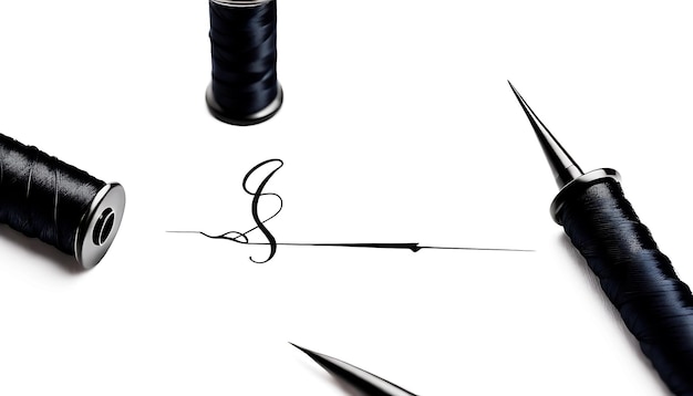 Needle thread sewing item logo illustration