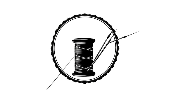 Needle thread sewing item logo illustration