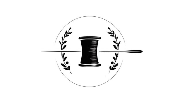 Needle thread sewing item logo illustration