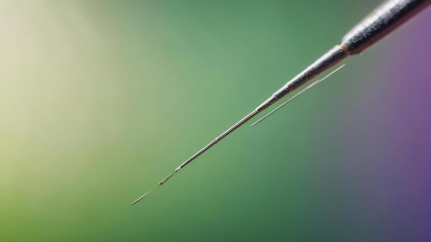 Needles for acupuncture on green background