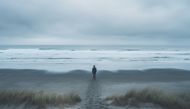 Foto neem een beeld van een verlaten strand op blauwe maandag.