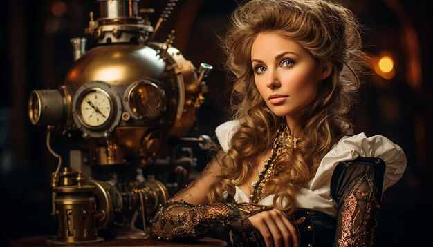 Neem foto's van modellen gekleed in steampunk geïnspireerde outfits