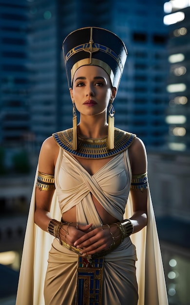 Foto nefertiti opwekken een filmisch eerbetoon aan de eeuwige schoonheid van het oude egyptische koningshuis