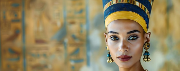 Foto nefertiti schitterende heerser van het oude egypte vereeuwigd in dit boeiende portret concept oude egyptische koninklijkheid nefertati iconische portretten prachtige schoonheid historische kunst