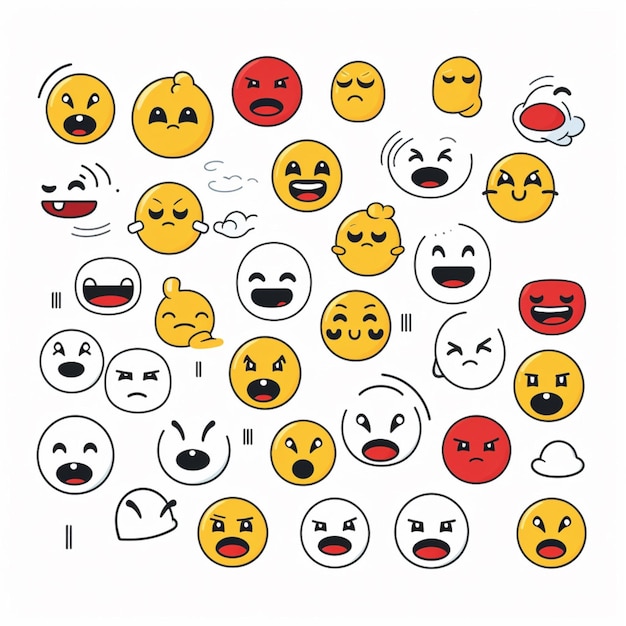 Foto negatieve gezichten emojis 2d cartoon vector illustratie