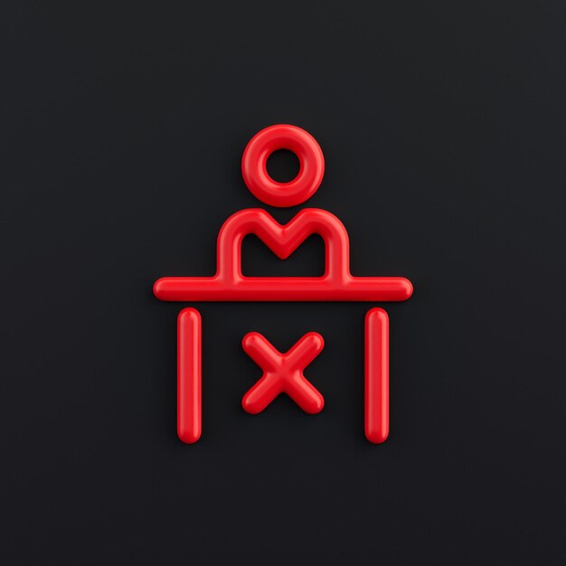 Negative judgement 3d icon outline red office icon business\
symbol 3d rendering