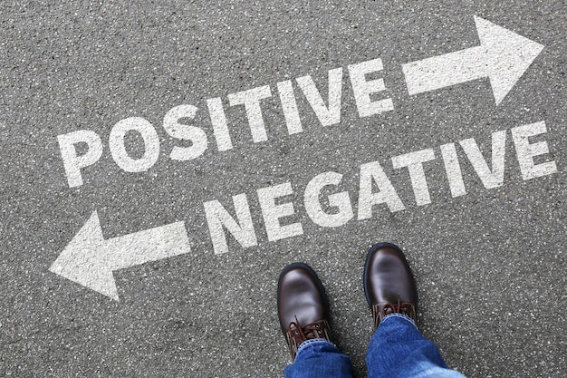 Negative positive thinking good bad thoughts attitude business concept decision decide