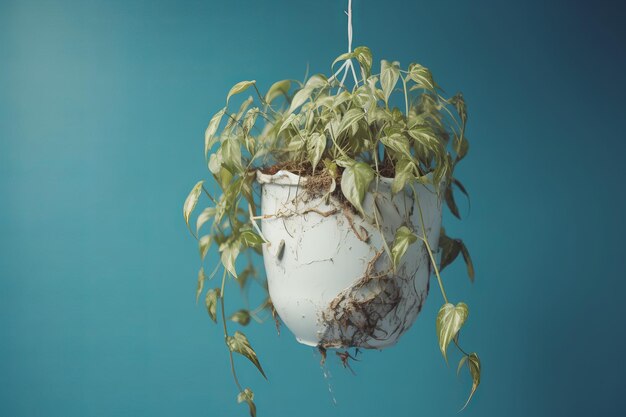 Photo neglected dying indoor hanging plant generate ai