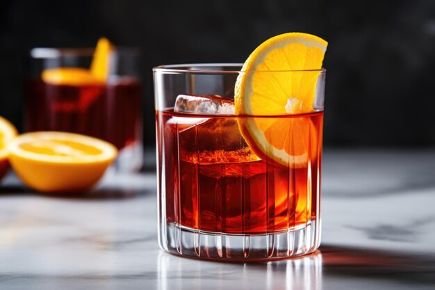 Negroni-cocktail met een schijfje sinaasappel