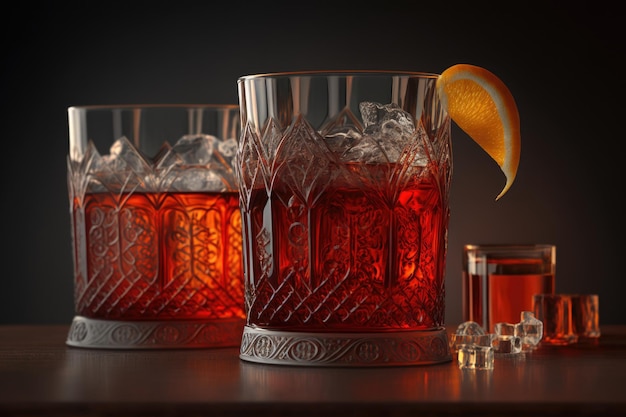 Negroni klassieke cocktail Illustratie AI Generatief