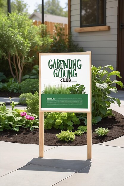 Neighborhood Gardening Club Plant Swap Guidelines Signage Mockup with blank white empty space for placing your design