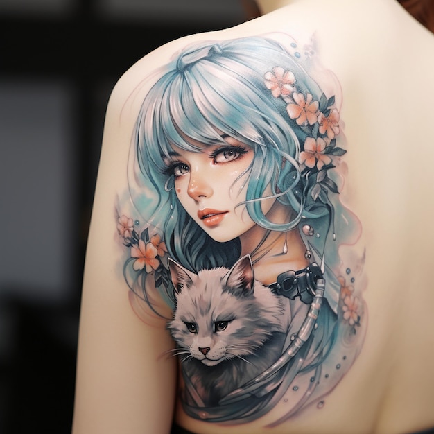 neko tattoo woman tattooed style