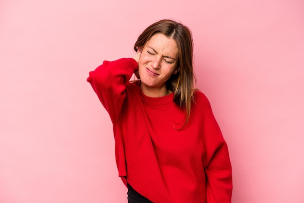 Nekpijn hebben als gevolg van stress, masseren en aanraken met de hand