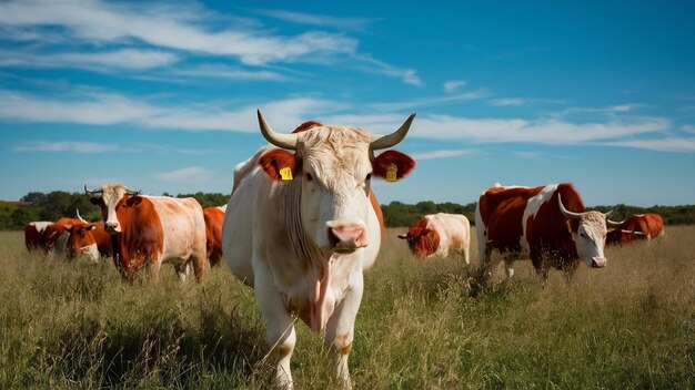 Nelore cattle in the pasture with blue sky