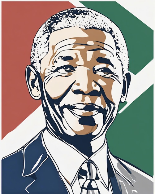 Nelson Mandela met Zuid-Afrika vlagstijlart