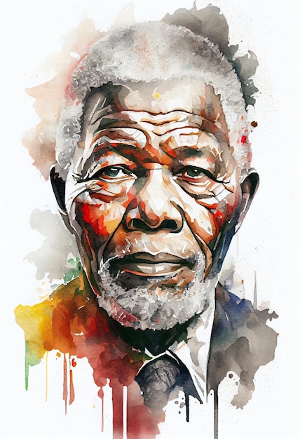 Foto nelson mandela portret gezicht aquarel art