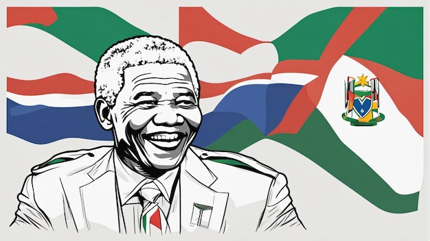 Foto nelson mandela con la bandiera del sud africa art