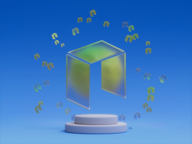 Neo Crypto Podium Platform Abstract Minimal Showcase 3D Illustration