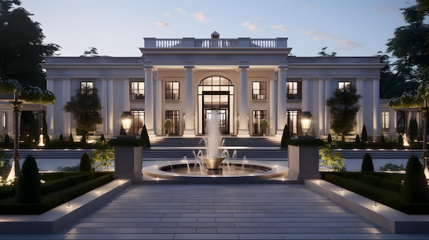 Photo neoclassic luxury house architecture concept render