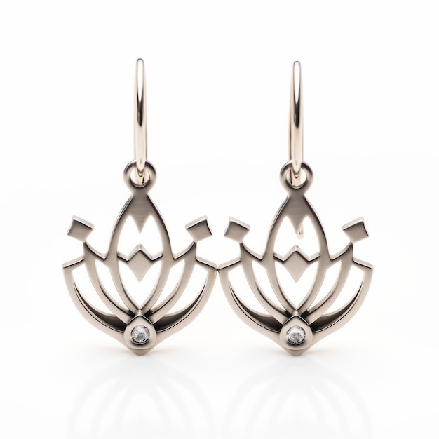 Photo neoclassicist inspired 14kt white gold lotus crystal earrings